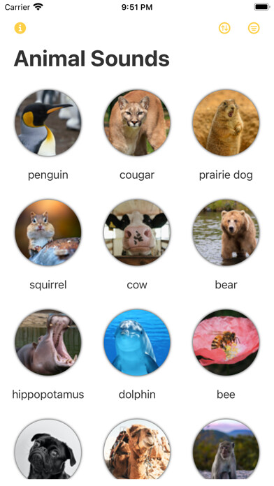 Emulate iPhone app Discovery: Animal Sounds! using MyAndroid