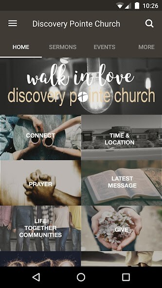 Emulate iPhone app Discovery Pointe Church using MyAndroid
