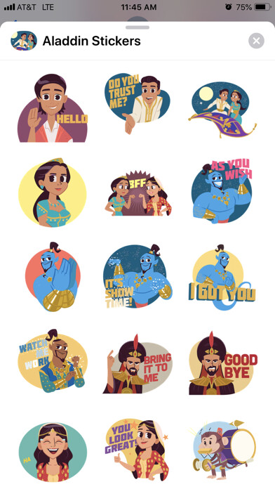 Emulate iPhone app Disney Stickers: Aladdin using MyAndroid Emulate iPhone app Disney Stickers: Aladdin using MyAndroid