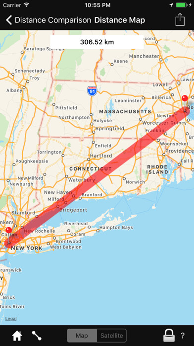 Emulate iPhone app Distance Comparison Map using MyAndroid