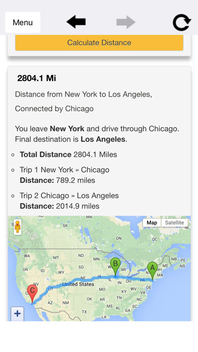 Emulate iPhone app Distances To using MyAndroid