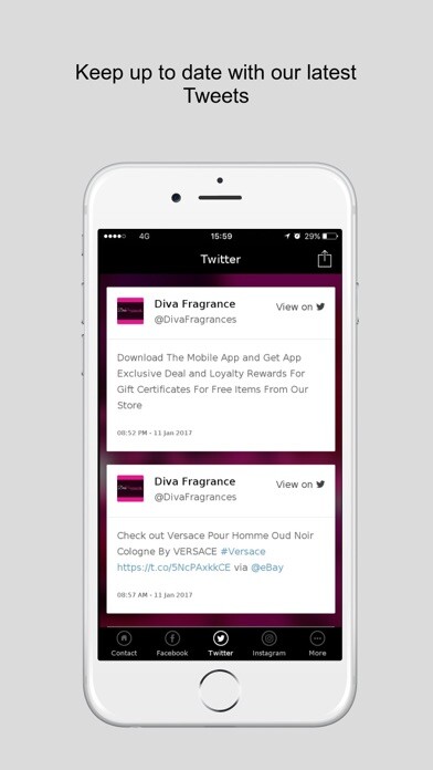 Emulate iPhone app Diva Fragrance Emporium using MyAndroid