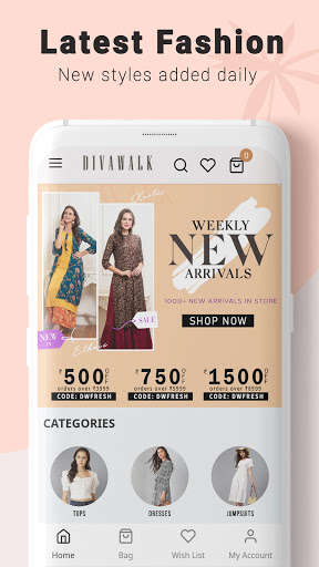 Run android online APK DIVAWALK Online Shopping App - Shop Fashion & more from MyAndroid or emulate DIVAWALK Online Shopping App - Shop Fashion & more using MyAndroid