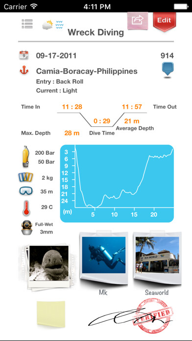 Emulate iPhone app Dive Diary using MyAndroid