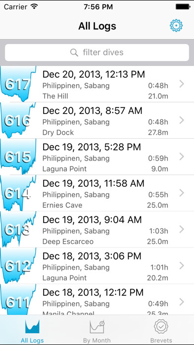 Emulate iPhone app divelogs.de logbook viewer using MyAndroid