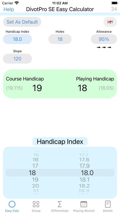 Emulate iPhone app DivotPro SE - Golf Handicap using MyAndroid