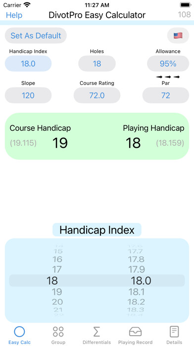 Emulate iPhone app DivotPro -World Golf Handicap using MyAndroid