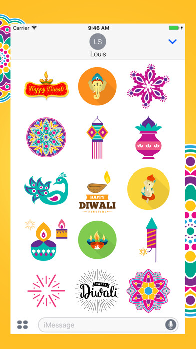 Emulate iPhone app Diwali Stickers pack using MyAndroid Emulate iPhone app Diwali Stickers pack using MyAndroid