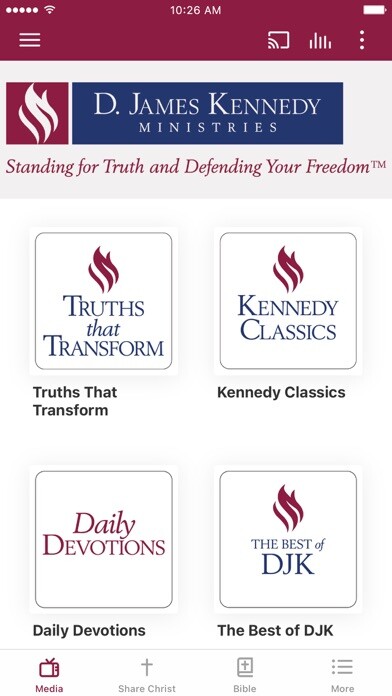 Emulate iPhone app D. James Kennedy Ministries using MyAndroid