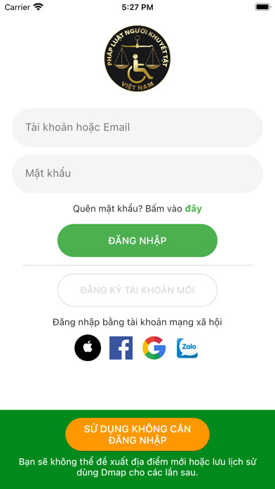 Emulate iPhone app DLaw-Pháp lý Người khuyết tật using MyAndroid