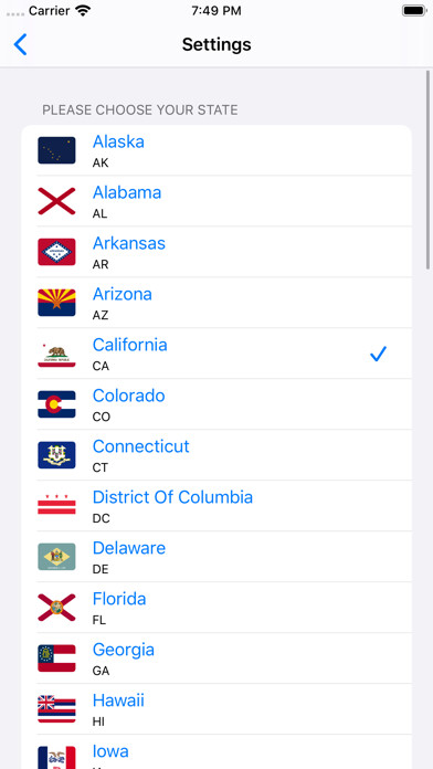 Emulate iPhone app DMV Driving Written Tests using MyAndroid