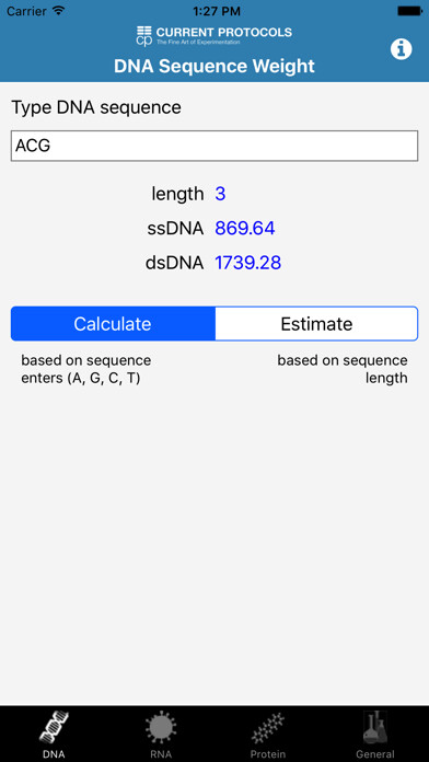 Emulate iPhone app DNA/RNA/Protein and General Mol. Weight Calculator using MyAndroid Emulate iPhone app DNA/RNA/Protein and General Mol. Weight Calculator using MyAndroid