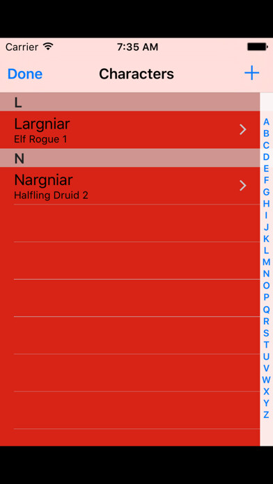 Emulate iPhone app DnD5 Character Sheet using MyAndroid