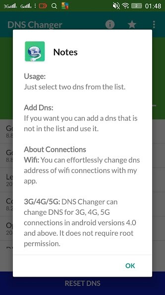 Run android online APK Dns Changer Free (no root 3G/WiFi) from MyAndroid or emulate Dns Changer Free (no root 3G/WiFi) using MyAndroid