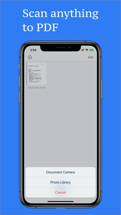 Emulate iPhone app DocScan - Scan docs to PDF JPG using MyAndroid
