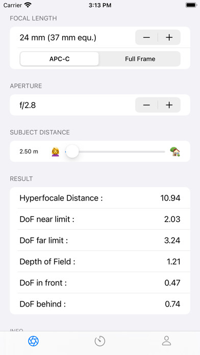 Emulate iPhone app DOF Calculator for ILC Sony using MyAndroid Emulate iPhone app DOF Calculator for ILC Sony using MyAndroid