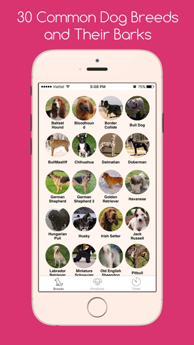 Emulate iPhone app Dog Breeds: Dogs barking sounds, identification, whisperer, emotional free using MyAndroid Emulate iPhone app Dog Breeds: Dogs barking sounds, identification, whisperer, emotional free using MyAndroid