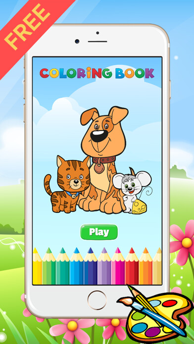 Emulate iPhone app Dog & Cat Coloring Book - All In 1 Drawing Paint And Color Games for Kid using MyAndroid