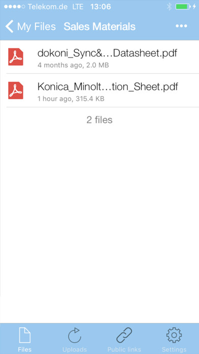 Emulate iPhone app dokoni SYNC & SHARE using MyAndroid