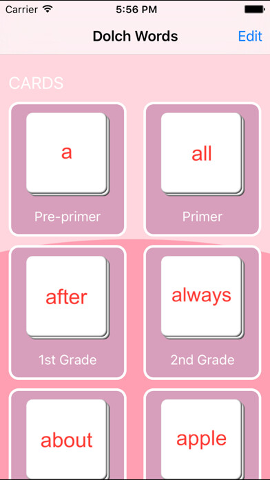 Emulate iPhone app Dolch Words. Learning Cards And Quiz. using MyAndroid Emulate iPhone app Dolch Words. Learning Cards And Quiz. using MyAndroid