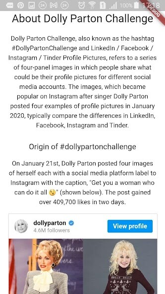Run android online APK Dolly Parton Challenge from MyAndroid or emulate Dolly Parton Challenge using MyAndroid