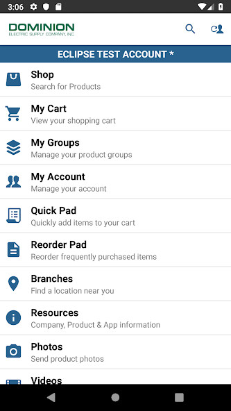 Emulate iPhone app Dominion Electric Supply using MyAndroid