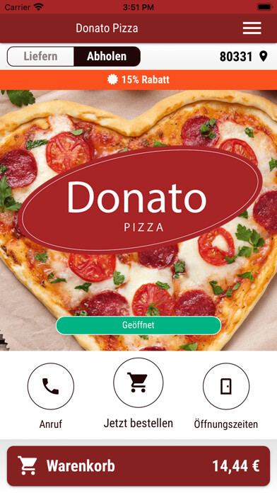 Emulate iPhone app Donato Pizza Lieferservice using MyAndroid Emulate iPhone app Donato Pizza Lieferservice using MyAndroid