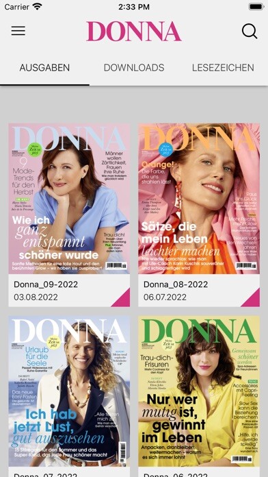 Emulate iPhone app DONNA Magazin DE using MyAndroid
