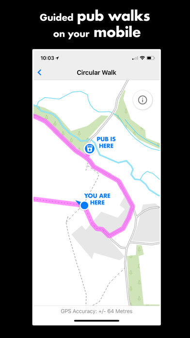 Emulate iPhone app Donnington Way Pub Walks using MyAndroid