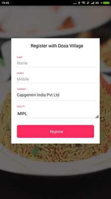 Emulate Android APK Dosa Village - Capgemini Cafe
