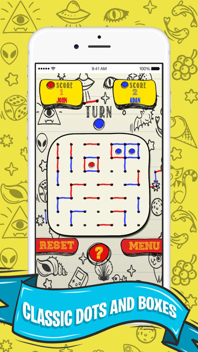 Emulate iPhone app Dots and Boxes - Squares using MyAndroid