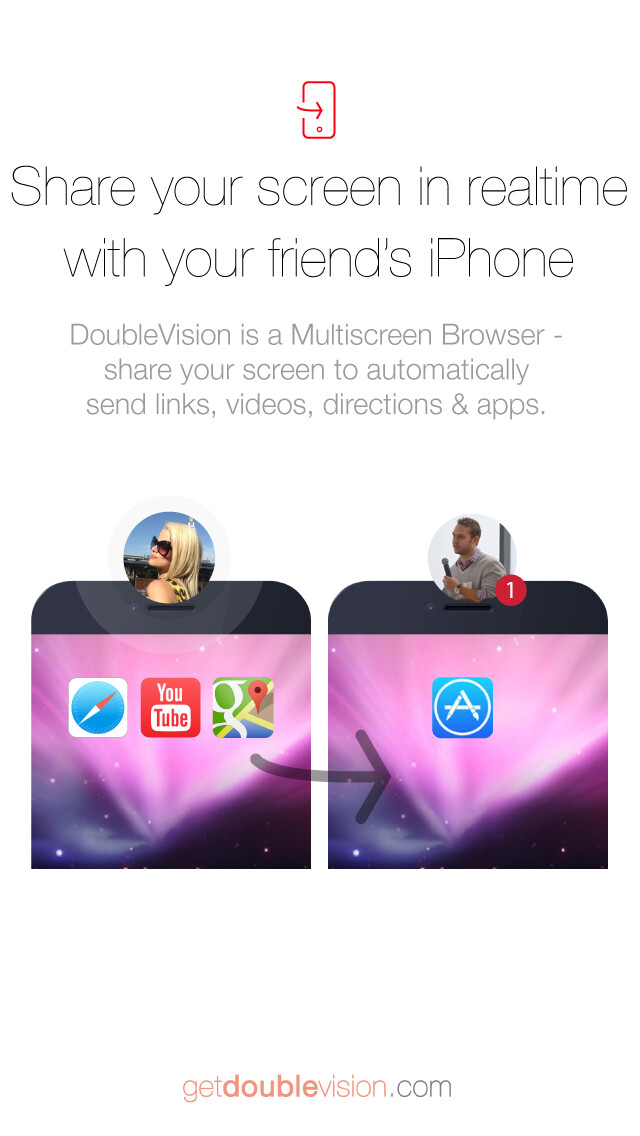 Emulate iPhone app DoubleVision - Sync Screen with Computer & other iPhones in Realtime using MyAndroid