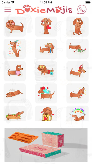 Emulate iPhone app DoxieMojis: Dachshund Stickers using MyAndroid