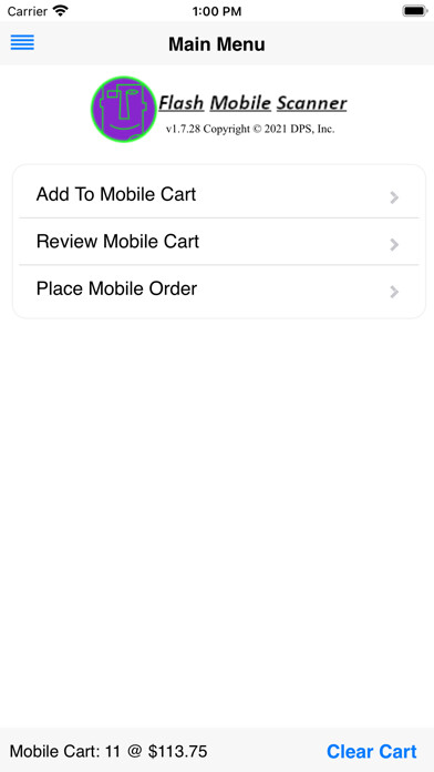 Emulate iPhone app DPS Flash Mobile Scanner using MyAndroid