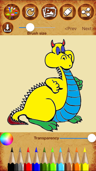 Emulate iPhone app Dragon Coloring Drawing Book using MyAndroid Emulate iPhone app Dragon Coloring Drawing Book using MyAndroid
