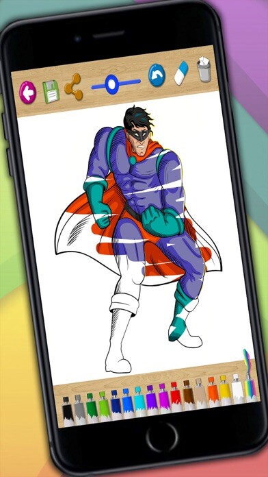 Emulate iPhone app Drawing pages for painting superheroes – educative coloring book for children using MyAndroid Emulate iPhone app Drawing pages for painting superheroes – educative coloring book for children using MyAndroid