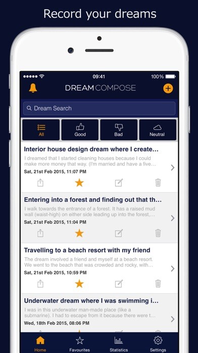 Emulate iPhone app Dream Compose - Record your dreams using MyAndroid