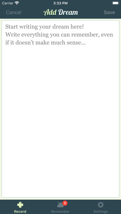 Emulate iPhone app DreamKeeper - My Dream Journal using MyAndroid