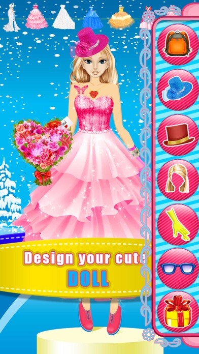 Emulate iPhone app Dreamy Fashion Doll - Party Dress Up & Fashion Make Up Games using MyAndroid