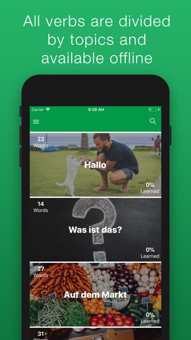 Emulate iPhone app Drei P - German Verbs Trainer using MyAndroid