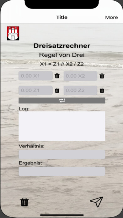 Emulate iPhone app Dreisatz Rechner aus Hamburg using MyAndroid
