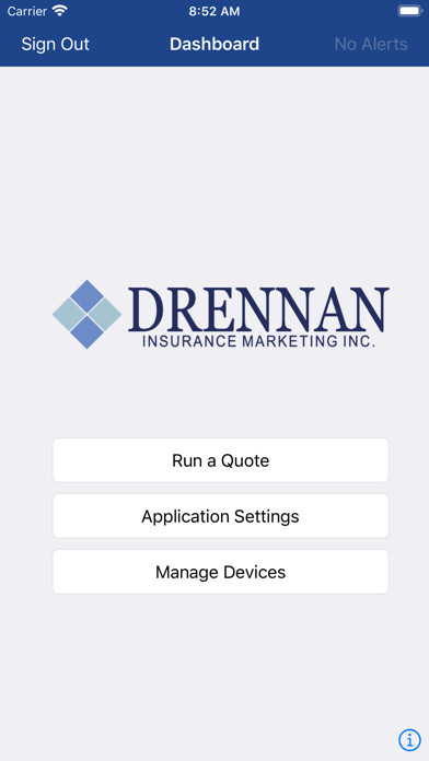 Emulate iPhone app Drennan Ins. Quoting using MyAndroid