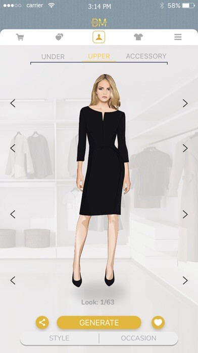 Emulate iPhone app Dress-MeApp: outfit ideas using MyAndroid