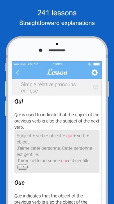 Emulate iPhone app Dr French: French grammar using MyAndroid