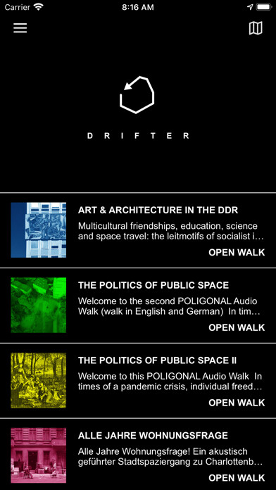 Emulate iPhone app DRIFTER - urban explorations using MyAndroid