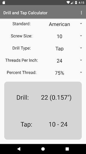 Run android online APK Drill and Tap Calculator from MyAndroid or emulate Drill and Tap Calculator using MyAndroid Run android online APK Drill and Tap Calculator from MyAndroid or emulate Drill and Tap Calculator using MyAndroid