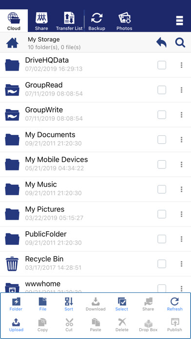 Emulate iPhone app DriveHQ File Manager using MyAndroid Emulate iPhone app DriveHQ File Manager using MyAndroid