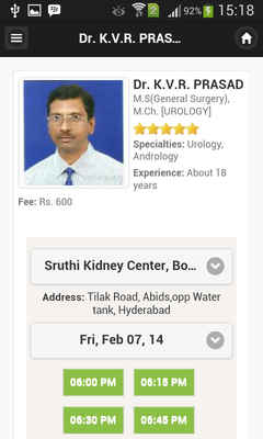Emulate Android APK Dr K.V.R. PRASAD Appointments