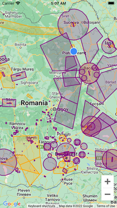 Emulate iPhone app Drone Restricted Zones (RO) using MyAndroid