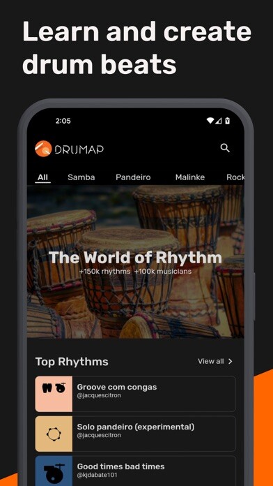 Emulate iPhone app Drumap: drums percussion score using MyAndroid Emulate iPhone app Drumap: drums percussion score using MyAndroid